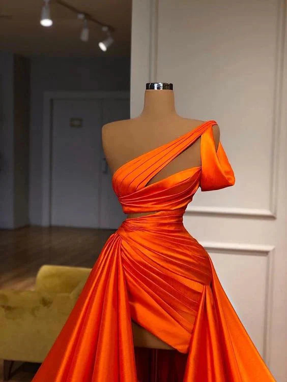 Orange Gorgeous Elegant Long Satin Ball Gown Fashion Evening Dress Secondary image