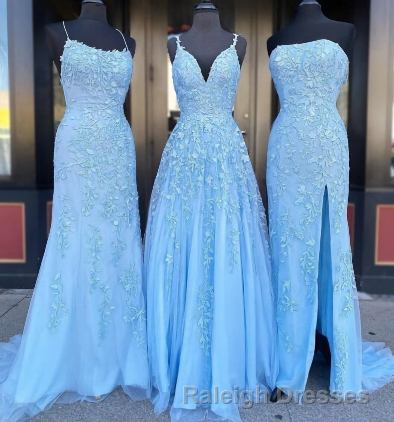 Prom Dress Long with Applique 8th Graduation Dresses School Dance Sky Blue Prom Dress Secondary image