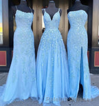 Prom Dress Long with Applique 8th Graduation Dresses School Dance Sky Blue Prom Dress