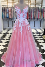 Long Prom Dresses With Appliques And Beading,Evening Dresses,Charming Dance Dress