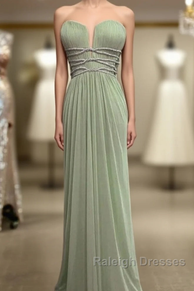 Long Sage Green Sheath Bridesmaid Dresses Main image