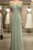 Long Sage Green Sheath Bridesmaid Dresses