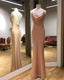 Long Satin Draped Top Sheath Prom Dresses Backless Mermaid Gown