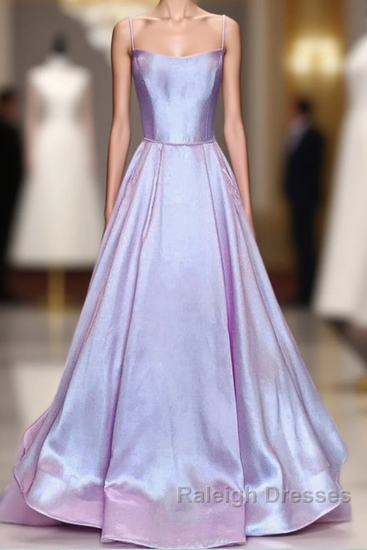 Long Satin Prom Dresses Spaghetti Straps Strapless Main image