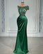 Long Sheath Satin Dress With Sequin Beaded