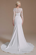 Long Sleeve Beaded French 3D Floral Lace Fishtail Elegant Bridal dresses