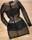Long Sleeve Black See Through Homecoming Dress Crystal Beaded