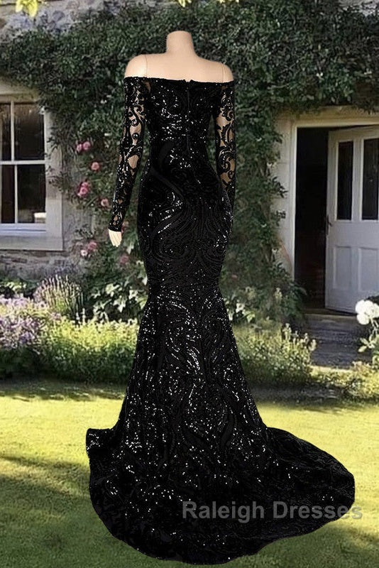 Long Sleeve Mermaid Sequin Pattern Dress