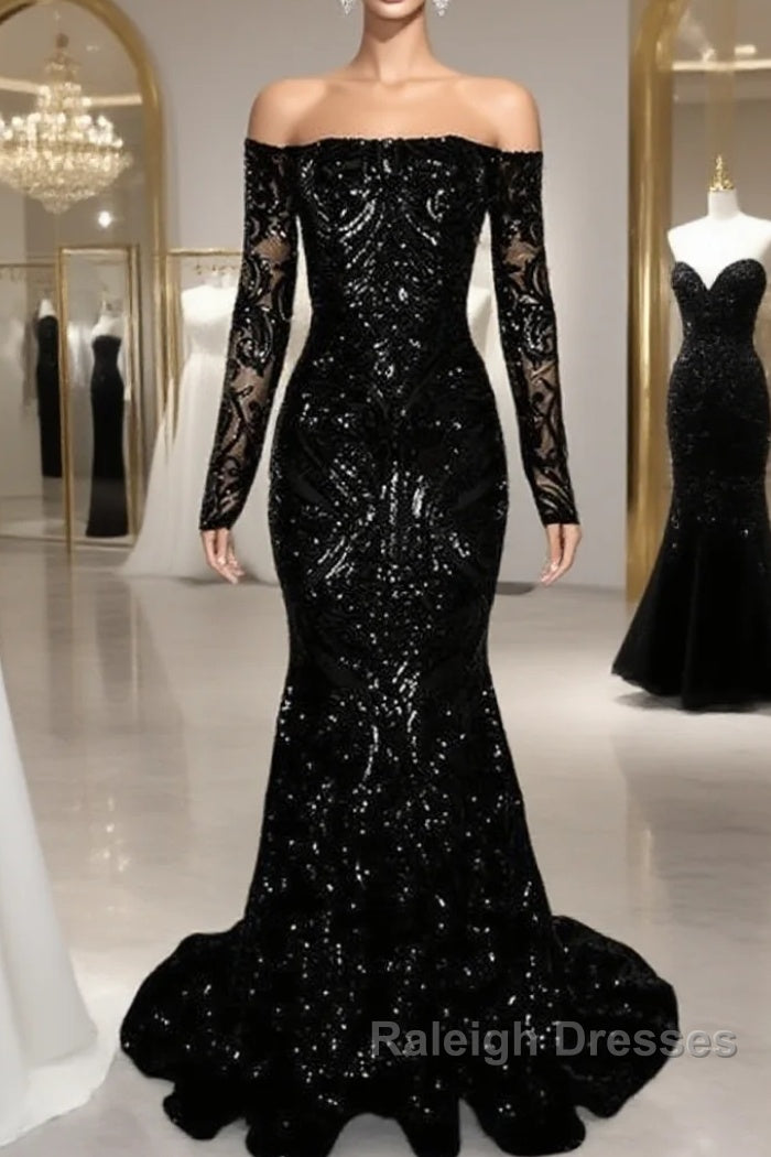 Long Sleeve Mermaid Sequin Pattern Dress