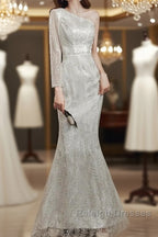 Long Sleeve Sequin Champagne Prom Dresses