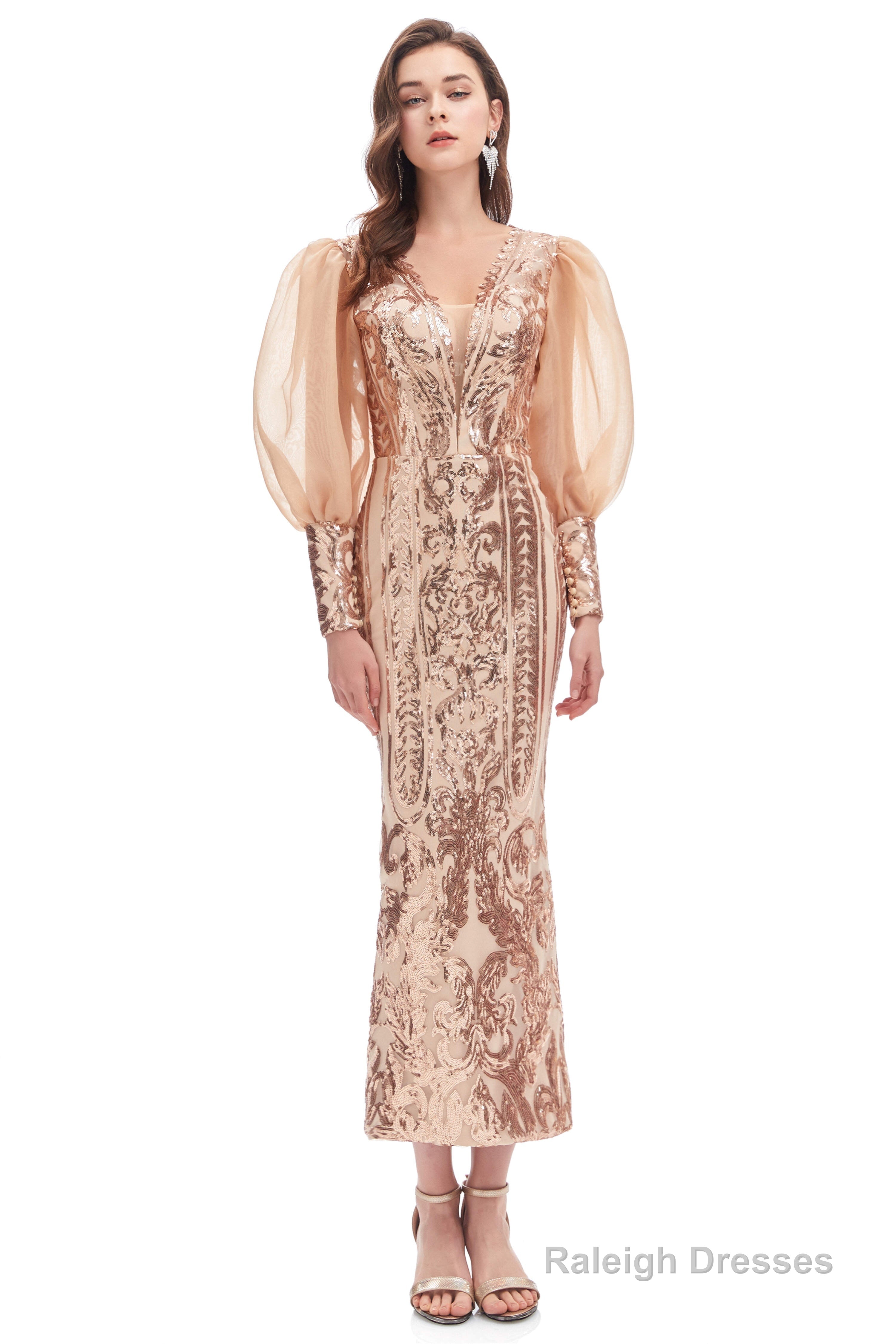 Long Sleeve Tea Length Prom Dresses Secondary image