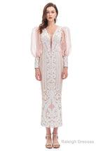 Long Sleeve Tea Length Prom Dresses