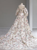 Long Sleeves Floral Long Prom Dresses, Long Sleeves Formal Evening Dresses