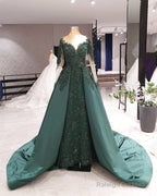 Long Sleeves Mermaid Prom Dress Sweep Train Lace Beaded