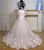 Long Sleeves Mermaid See Through Wedding Dress Lace Embroidery