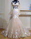 Long Sleeves Mermaid See Through Wedding Dress Lace Embroidery