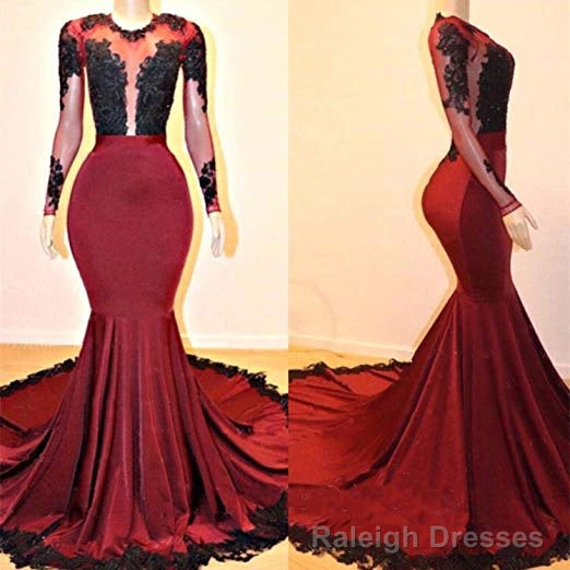 Long Sleeves Round Collar Mermaid Prom Dress Red Sequins Long Chiffon Secondary image