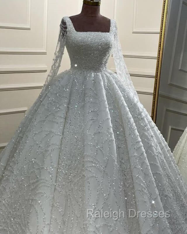 Long Sleeves Sequin Pattern Ball Gown Wedding Dress Secondary image