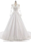 Long Sleeves V Neckline Backless Lace Appliques Wedding Gown