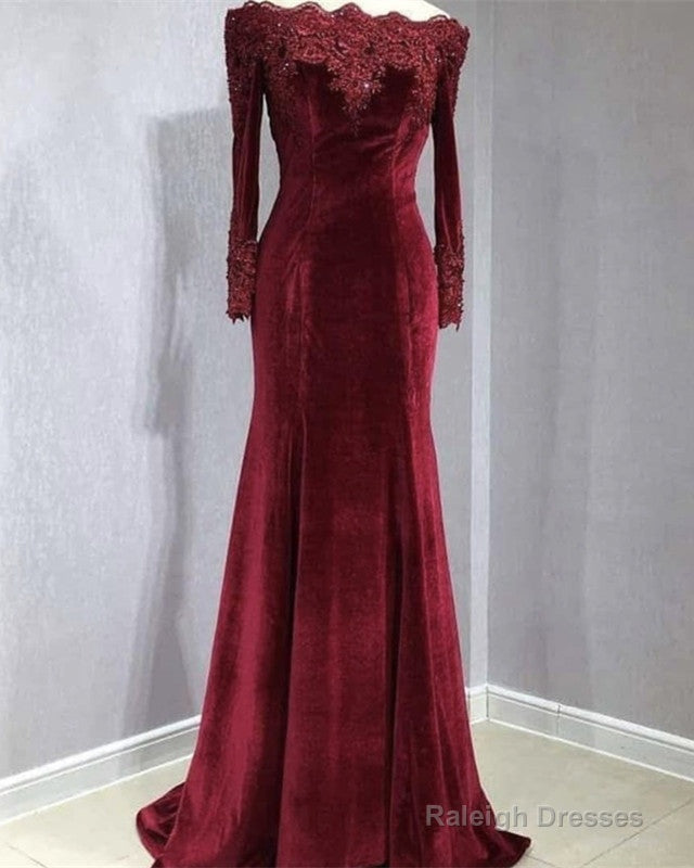 Long Sleeves Velvet Mermaid Prom Dresses Detachable Skirt Secondary image