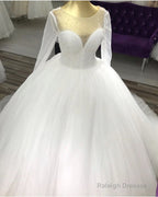 Long Sleeves Wedding Gown Sequins Beaded