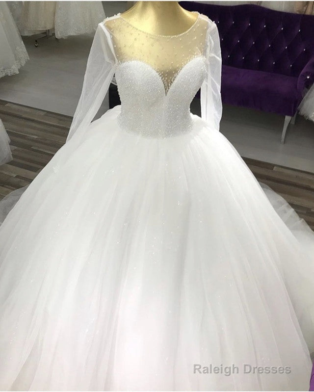 Long Sleeves Wedding Gowns Sequins Beaded