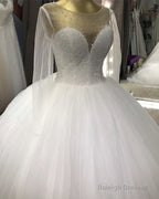 Long Sleeves Wedding Gown Sequins Beaded