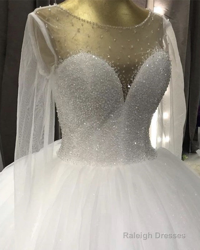 Long Sleeves Wedding Gowns Sequins Beaded