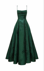 Long Spaghetti Straps A-Line Green Prom Dress Long Prom Dress