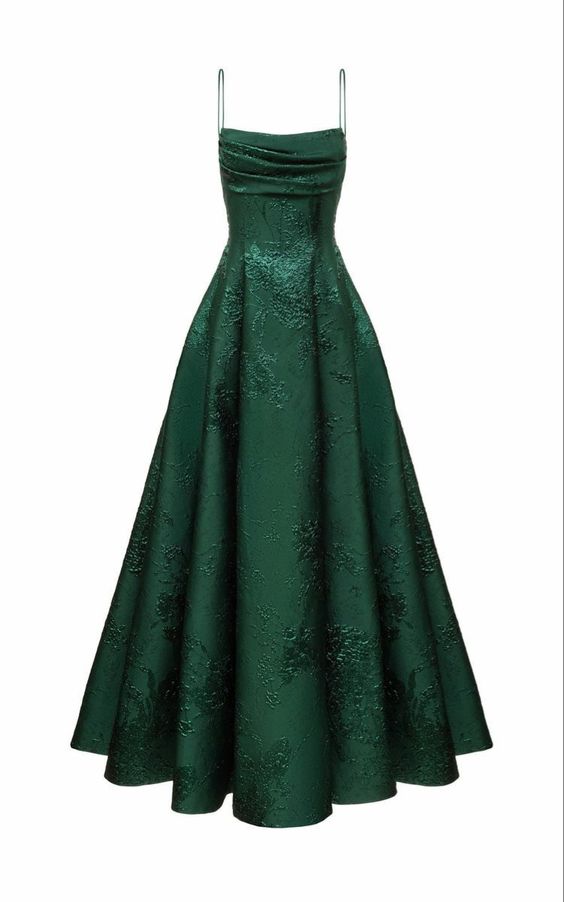 Long Spaghetti Straps A-Line Green Prom Dress Long Prom Dress