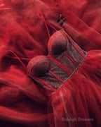 Long Tulle Sparkly Sweetheart Corset Dress