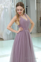 Long Tulle Sweetheart Lavender Sleeveless Lavender Prom Dresses