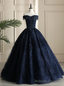 Looking For Cute And Stylish Navy Blue Ball Gown Tulle Lace Off the Shoulder Beading Quinceanera Dress