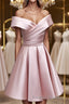 A-Line Satin Off the Shoulder Short Prom Dress, Mini Evening Party Dress