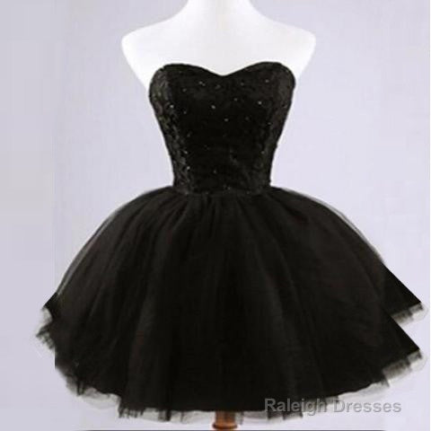 Lovely Black Lace Beads Strapless Sweetheart Juliet Tulle Skirt Mini Homecoming Dresses Main image