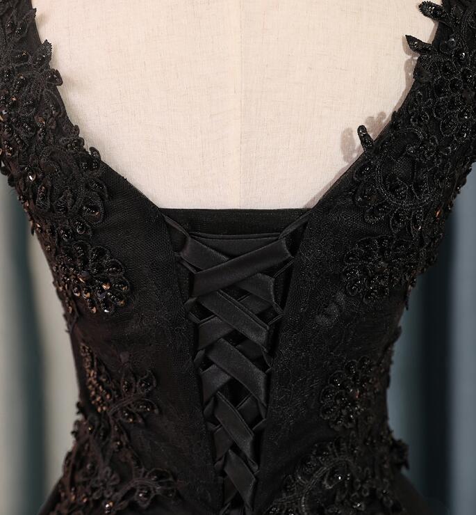 Lovely Black Lace V-Neckline Short Homecoming Dresses Black Prom Dresses