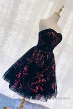 Lovely Black Sweetheart Short Homecoming Dress, Black Prom Dress