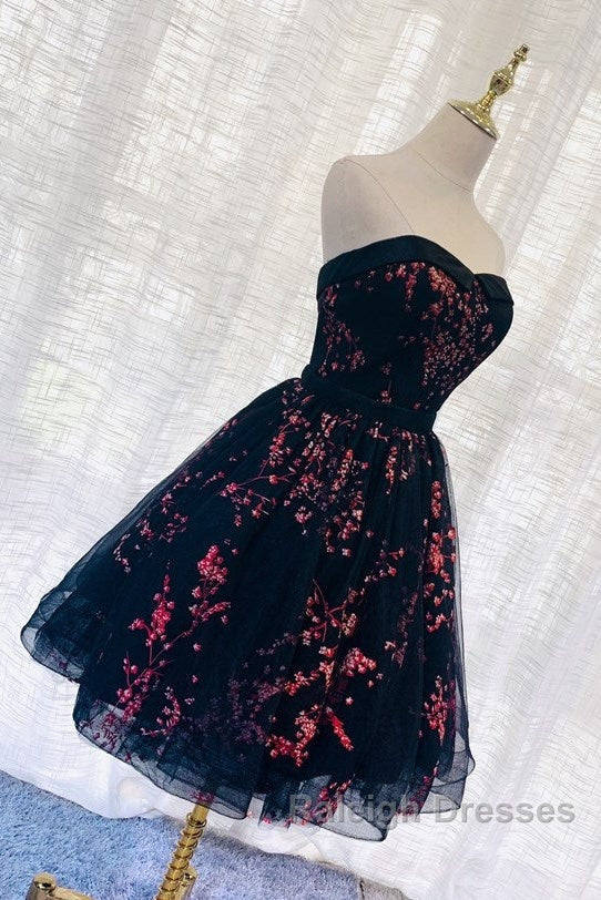 Lovely Black Sweetheart Short Homecoming Dresses Black Prom Dresses