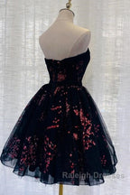 Lovely Black Sweetheart Short Homecoming Dresses Black Prom Dresses