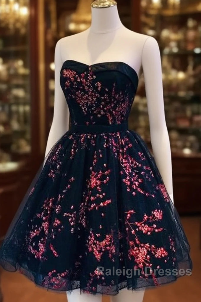 Lovely Black Sweetheart Short Homecoming Dresses Black Prom Dresses