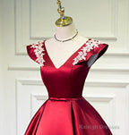 Lovely  Cap Sleeves Short Party Dresses, Satin Homecoming Dress