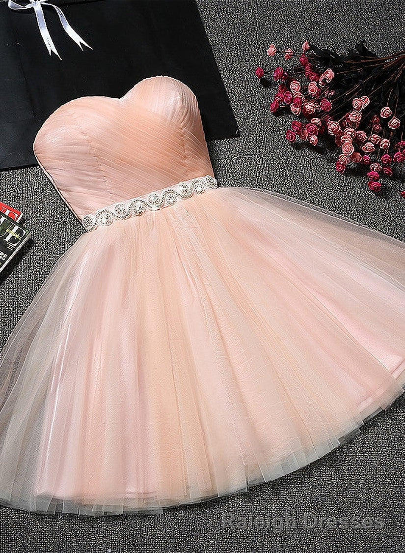 Lovely Cute Pink Sweetheart Homecoming Dress with Belt, Short Prom Dress Main image