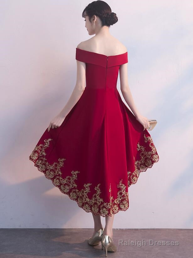 Lovely Dark Red High Low Bridesmaid Dress, Short Prom Dress