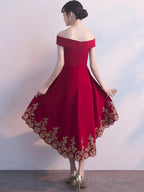 Lovely Dark Red High Low Bridesmaid Dresses Short Prom Dresses