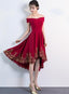 Lovely Dark Red High Low Bridesmaid Dresses Short Prom Dresses
