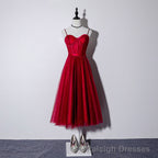 Lovely Dark Red Sweetheart Tulle Prom Dress, Wine Red Prom Dress Homecoming Dress