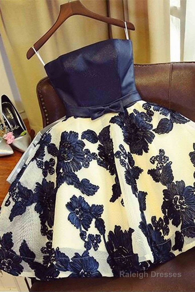 Lovely Flower Lace And Satin Short Prom Dresses With Bow Cute Homecoming Dress Secondary image