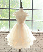 Lovely Flowers Organza Layers Short Prom Dress, Cute Homecoming Dress Prom Dress