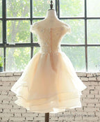 Lovely Flowers Organza Layers Short Prom Dress, Cute Homecoming Dress Prom Dress