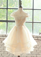 Lovely Flowers Organza Layers Short Prom Dress, Cute Homecoming Dress Prom Dress